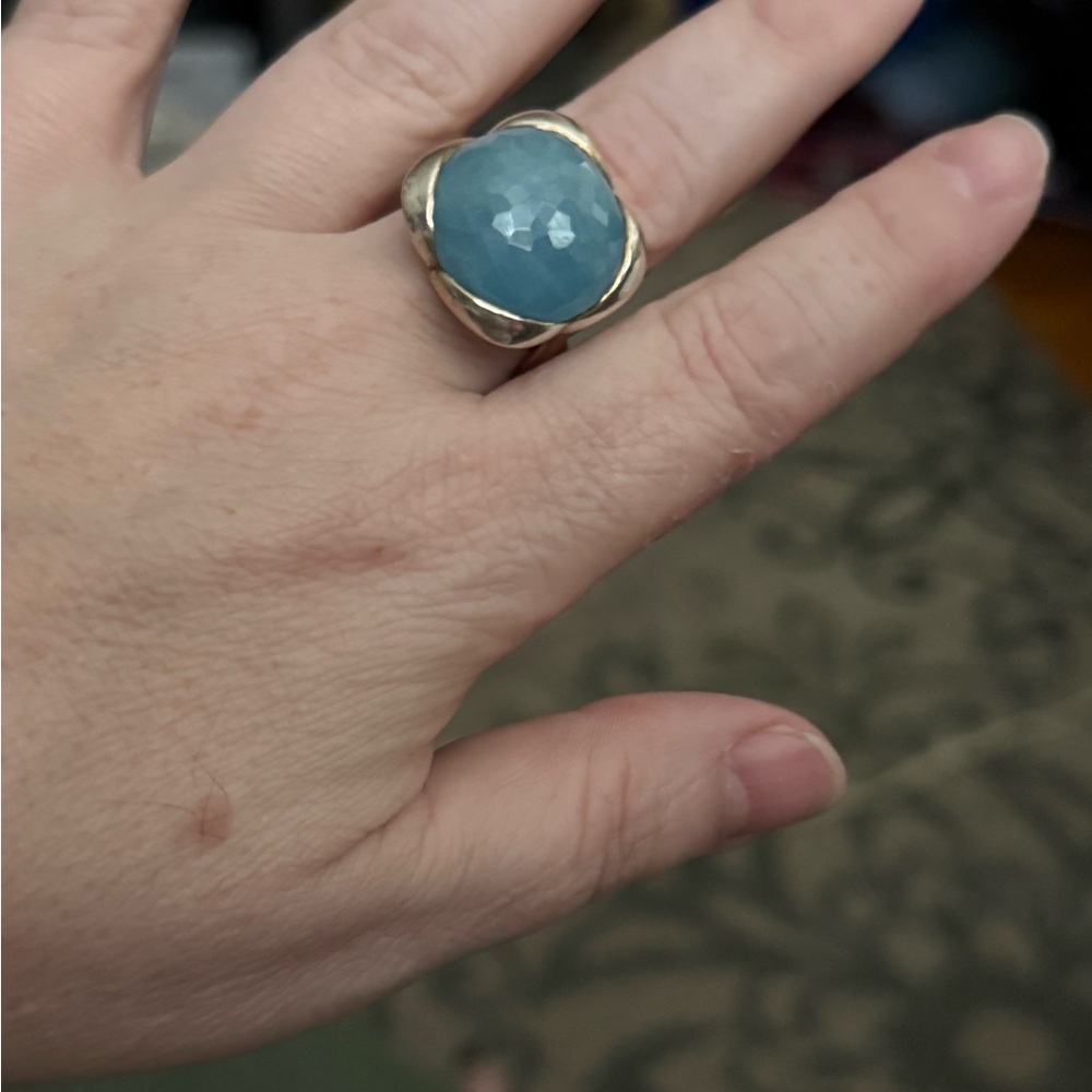 David Yurman Milky Aquamarine Continuance Ring size 9.75